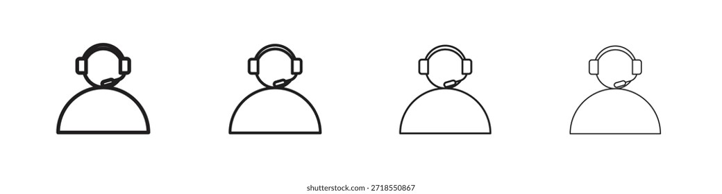 Personal assistant icons, Set of linear icons. Black linear palm icons