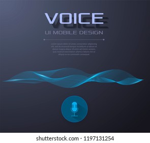 Personal assistant and voice recognition concept gradient vector illustration of soundwave intelligent technologies. microphone button with bright voice and sound imitation waves
