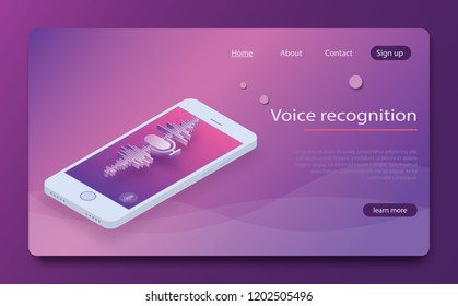Personal assistant and voice recognition concept of soundwave intelligent technologies. Voice biometrics technology. Voice recognition. Intelligent personal assistant. Soundwave on phone