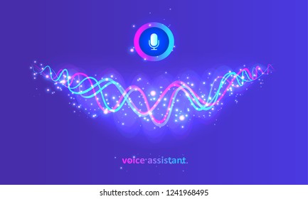 Personal assistant and voice recognition concept. Visualization sound imitation lines