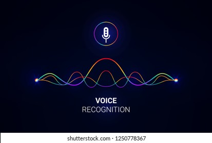 Personal Assistant And Voice Recognition Concept. Soundwave Intelligent Technologies. Microphone Icon. Vector Illustration. Voice Assistant Logo.Communication With Phone. 