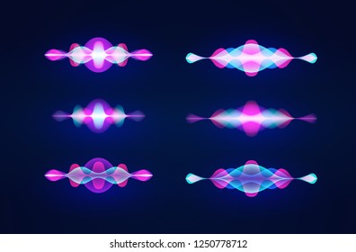 Personal assistant voice recognition concept. Artificial intelligence technologies. Sound wave logo concept for voice recognition application, website background. Home smart system assistant.Vector