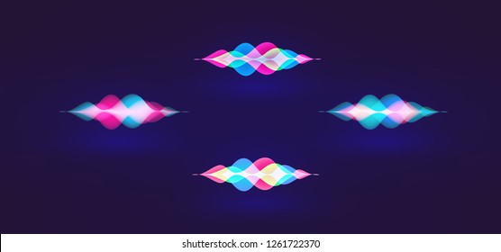 Personal assistant voice recognition concept. Artificial intelligence technologies. Sound wave logo concept for voice recognition application, website background. Home smart system assistant. Vector