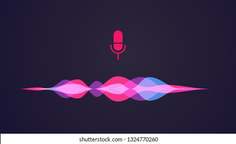 Personal assistant and voice recognition concept gradient logo. Vector illustration of soundwave intelligent technologies. 