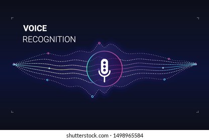 Persönliches Spracherkennungskonzept der Assistenzkraft. Technologien für künstliche Intelligenz. Sound-Wave-Logo-Konzept für Spracherkennung, Website-Hintergrund. Assistant für intelligente Heimsysteme.Vektorillustration