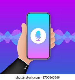 Personal assistant and voice recognition concept gradient vector illustration of soundwave intelligent technologies. Vector stock illustration.