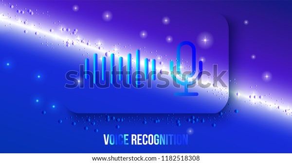 Personal\
assistant and voice recognition concept flat vector illustration of\
sound symbol intelligent technologies. Microphone button with\
bright voice and sound imitation\
lines\
