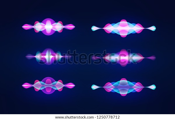 Personal assistant voice recognition\
concept. Artificial intelligence technologies. Sound wave logo\
concept for voice recognition application, website background. Home\
smart system\
assistant.Vector