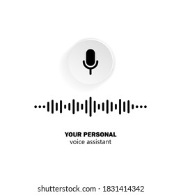Personal assistant and voice recognition icon in black. Microphone with soundwave. Vector on isolated white background. EPS 10