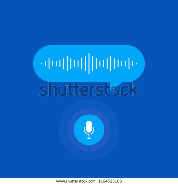 Personal assistant and voice recognition.\
Microphone button and voice and sound imitation lines. Modern flat\
style vector\
illustration.
