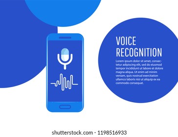 Personal assistant and voice recognition on mobile app. Concept flat vector illustration