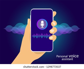 Personal Assistant and voice recognition on your smartphone. Voice and sound lines.