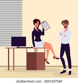 personal assistants at office with computer