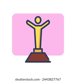 Icono de línea fina de premio personal. Silueta de persona, podio, premio, honor. Concepto de triunfo o logro. Elemento de símbolo de ilustración vectorial para diseño web y aplicaciones