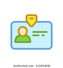 Personal badge colored vector icon. Isolated on white background
