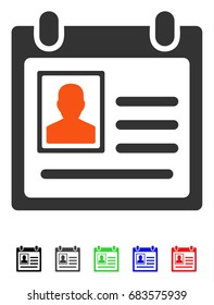 Personal Badge flat vector pictogram with colored versions. Color personal badge icon variants with black, gray, green, blue, red.