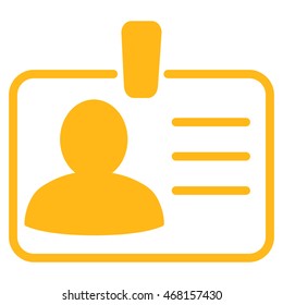 Personal Badge icon. Vector style is flat iconic symbol with rounded angles, yellow color, white background.