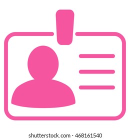 Personal Badge icon. Vector style is flat iconic symbol with rounded angles, pink color, white background.