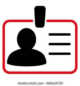 Personal Badge icon. Vector style is bicolor flat iconic symbol with rounded angles, intensive red and black colors, white background.