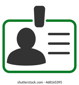 Personal Badge icon. Vector style is bicolor flat iconic symbol with rounded angles, green and gray colors, white background.