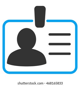 Personal Badge icon. Vector style is bicolor flat iconic symbol with rounded angles, blue and gray colors, white background.
