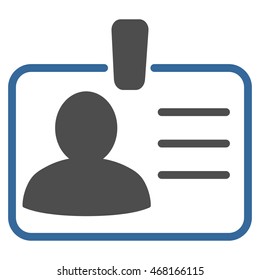 Personal Badge icon. Vector style is bicolor flat iconic symbol with rounded angles, cobalt and gray colors, white background.