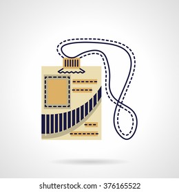 Personal badge with lace. Pass, press badge, journalist label. Vector icon flat color style. Web design element for site, mobile and business.