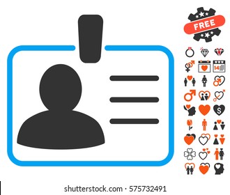 Personal Badge pictograph with bonus lovely clip art. Vector illustration style is flat iconic elements for web design, app user interfaces.