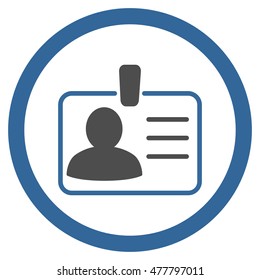 Personal Badge rounded icon. Vector illustration style is flat iconic bicolor symbol, cobalt and gray colors, white background.