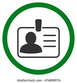 Personal Badge vector bicolor rounded icon. Image style is a flat icon symbol inside a circle, green and gray colors, white background.