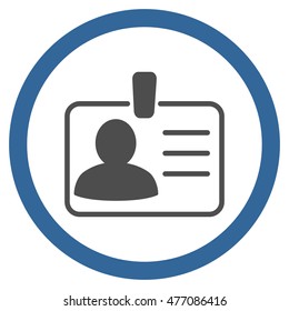 Personal Badge vector bicolor rounded icon. Image style is a flat icon symbol inside a circle, cobalt and gray colors, white background.