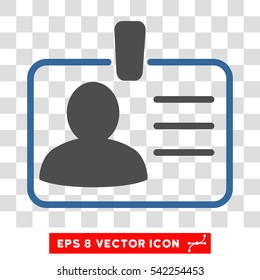 Personal Badge vector icon. Image style is a flat cobalt and gray pictogram symbol.