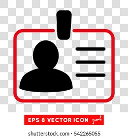 Personal Badge vector icon. Image style is a flat intensive red and black pictograph symbol.