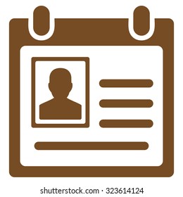 Personal Badge vector icon. Style is flat symbol, brown color, rounded angles, white background.