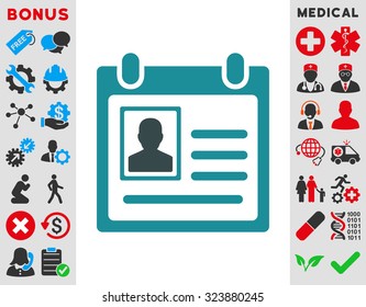 Personal Badge vector icon. Style is bicolor flat symbol, soft blue colors, rounded angles, white background.
