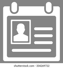 Personal Badge vector icon. Style is flat symbol, white color, rounded angles, gray background.