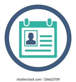 Personal Badge vector icon. Style is bicolor flat rounded symbol, cobalt and cyan colors, rounded angles, white background.