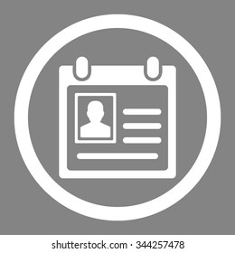 Personal Badge vector icon. Style is flat rounded symbol, white color, rounded angles, gray background.