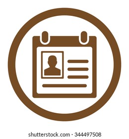 Personal Badge vector icon. Style is flat rounded symbol, brown color, rounded angles, white background.