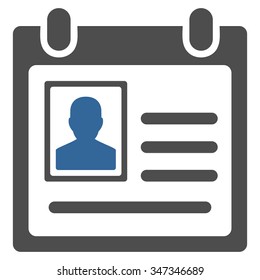 Personal Badge vector icon. Style is bicolor flat symbol, cobalt and gray colors, rounded angles, white background.