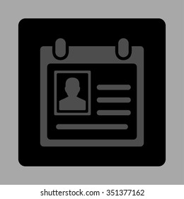 Personal Badge vector icon. Style is flat rounded square button, gray and black colors, silver background.