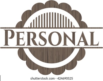 Personal badge with wooden background