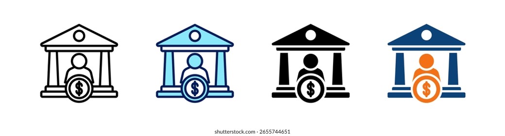 Personal Banking All In One Icon Multi Styles Vector Set