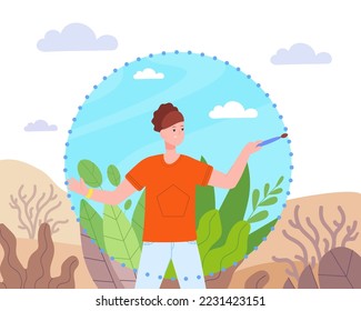 Personal barrier. Introvert person break or setting personale boundaries, privat boundary trust limits safezone shape himself protection border vector illustration of barrier introvert personal