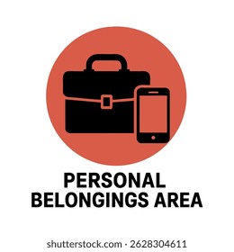 Personal belongings area icon vector design for business and office use with briefcase and phone 100
