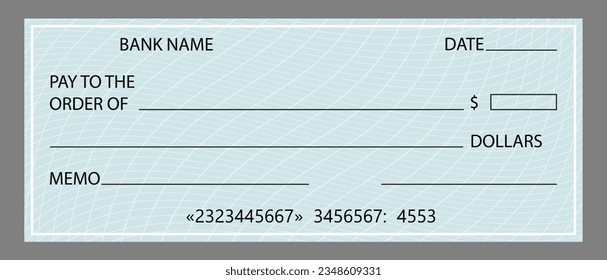 Personal Blank Check. Vector illustration