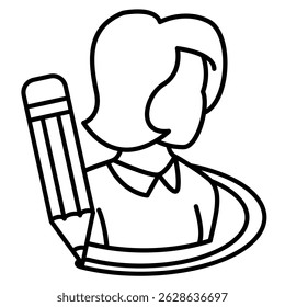 Personal Boundaries icon represented by circle around women Line style.