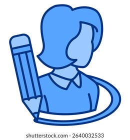 Personal Boundaries icon represented by circle around women Blue style.