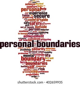 Personal boundaries word cloud concept. Vector illustration