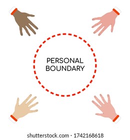 Personal boundary. The limit line as a protection of personal space. vector illustration. concept of social distance vector illustration in flat style. for blogs, articles, and social networks